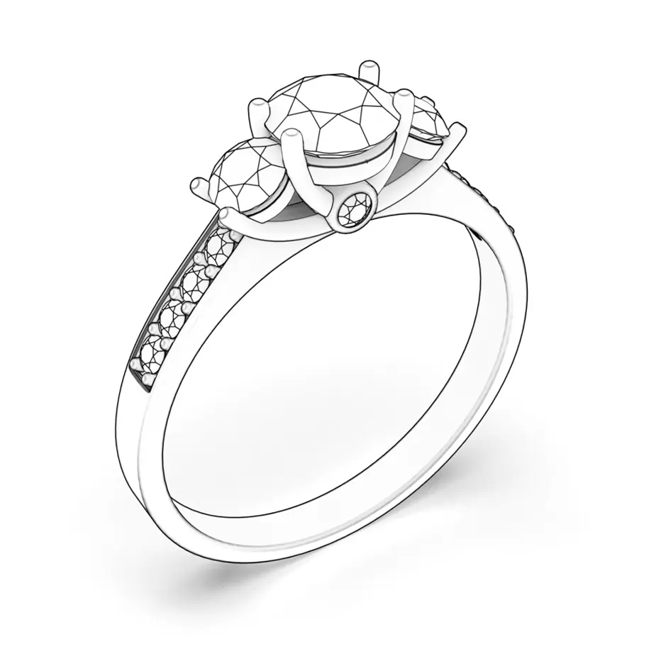 Zaručnički prsten Savicki: bijelo zlato, dijamant